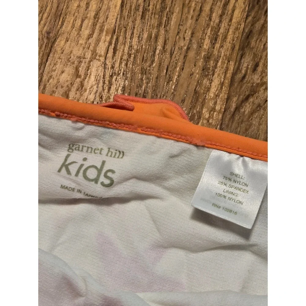 Garnet‎ Hill Kids Girls 10 White Orange Multi Starfish Ruffle Bikini Swim Bottom